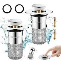 Sink Drain Strainer hair catcher Bathroom Sink Stopper Pop Up Sink Drain Filter with Removable Stainless Steel Filter Basket Floor Drain for US