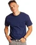 Hanes Beefy-T Unisex Pocket T-Shirt, 2-Pack - Navy - Size S