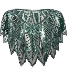 BABEYOND 1920s Sequin Beaded Evening Cape Shawl