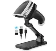 2D Barcode Scanner Wireless, JRHC Bluetooth Qr Code Scanner Handheld Bar Code Scanners with Stand 3 in 1 Bluetooth & 2.4G Wireless & USB Wired Connection 1D&PDF417 Data Matrix Automatic Barcode Reader