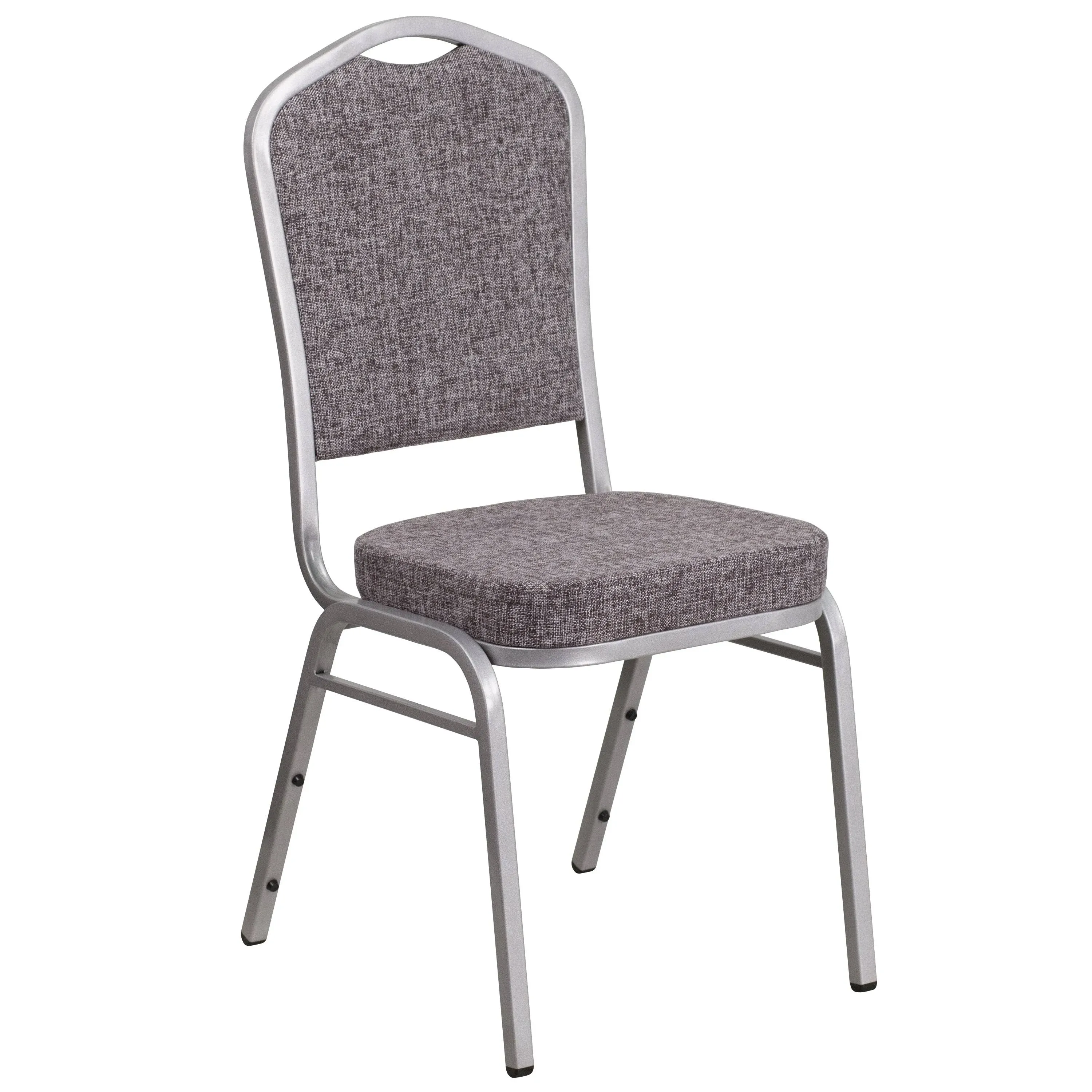 Flash Hercules Crown Chair, Herringbone Fabric/Silver Frame - FD-C01-S-12-GG