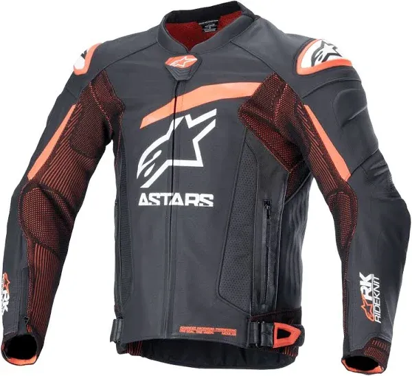 ALPINE STARS GP Plus R v4 Rideknit® Leather Jacket - Black/Red Fluo/White