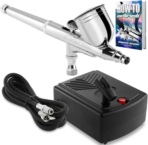 PointZero Multi-Purpose Dual-Action Airbrush Set with Mini Compressor Kit