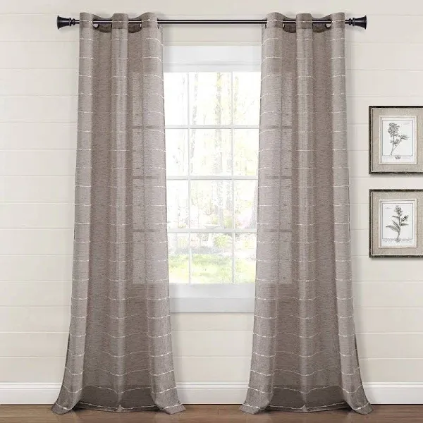 Lush Decor White Farmhouse Textured Grommet Sheer Window Curtain Set