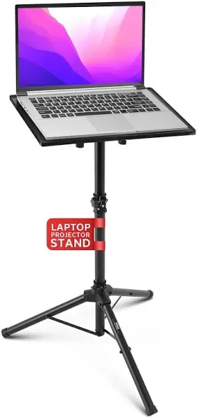 PYLE-PRO Universal Laptop Projector Tripod Stand - Computer, Book, DJ Equipment Holder Mount Height Adjustable Up to 39.37” w/ 14” x 11” Plate Size -for Office, Home, Stage, Studio, DJ Racks Holder