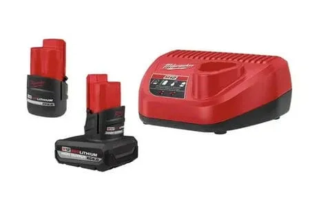 Milwaukee M12 12-Volt Lithium-Ion High Output 5.0 Ah and 2.5 Ah Battery Packs and Charger Starter Kit