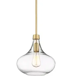 Possini Euro Design Asni Brass Mini Pendant Light 11" Wide Modern Clear Art Glass for Dining Room House Foyer Kitchen Island Entryway Bedroom Home