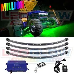 LEDGlow 4pc Standard Million Color LED Golf Cart Underglow Accent Neon Lighting Kit for EZGO Yamaha Club Car - Water Resistant Flexible Tubes - Previous Model