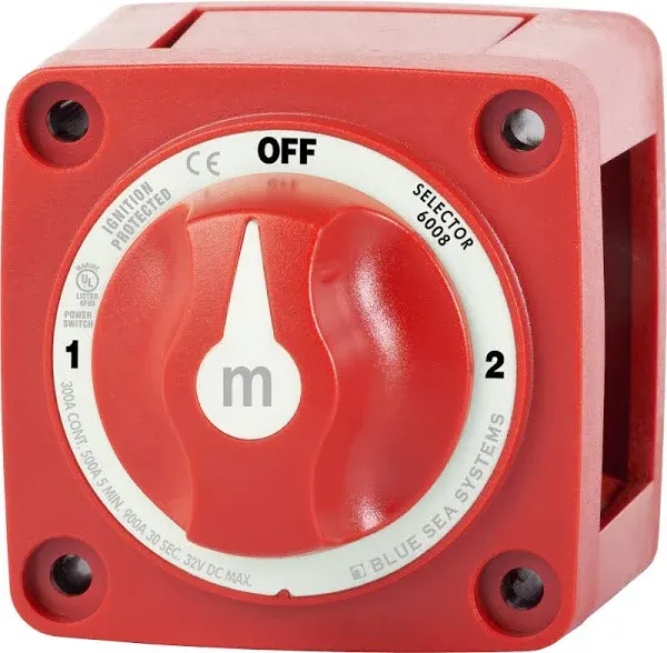 Blue Sea 6008 M-Series Battery Switch 3 Position - Red