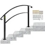 VEVOR 1 or 5 Steps Wrought Iron Handrails for Outdoor Steps Black