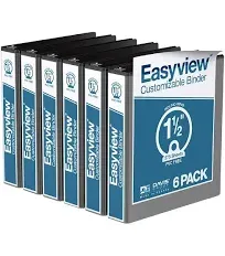 Davis Group Easyview Premium 1 1/2" 3-Ring View Binders, Red, 6/Pack (8412-03-06)