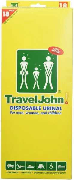 Traveljohn 66892 18-Pack Disposable Urinals Deluxe TJ1A3A6