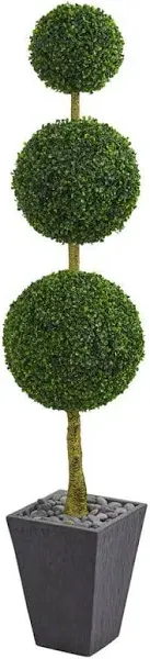 Nearly Natural Artificial Triple Ball Boxwood Topiary Tree