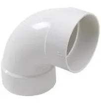 NDS PVC S&D 90° Long-Turn Elbow, 4-Inch, for Hub X Hub Solvent-Weld Connections, for use with 4-Inch Sewer and Drain Pipe, White