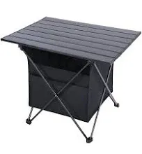 YSSOA Portable Folding Aluminum Alloy Camping Table with High-Capacity Storage and Carry Bag, Small Size, for Camping, Traveling, Hiking, Fishing, Beach, BBQ,Black