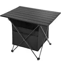 YSSOA Portable Folding Aluminum Alloy Camping Table with High-Capacity Storage and Carry Bag, Small Size, for Camping, Traveling, Hiking, Fishing, Beach, BBQ,Black