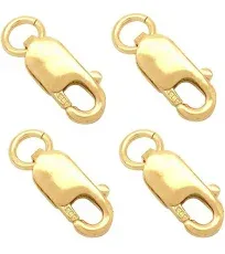 4Pcs/Set 14K Solid Yellow Gold Jewelry Lobster Clasp Bead Open Jump Ring (8Mmx3M