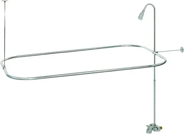 EZ-FLO 27 x 42 Inch Bathcock Type Portable Aluminum Add On Shower Unit with Shower Rod Frame, Chrome Plated, 11123