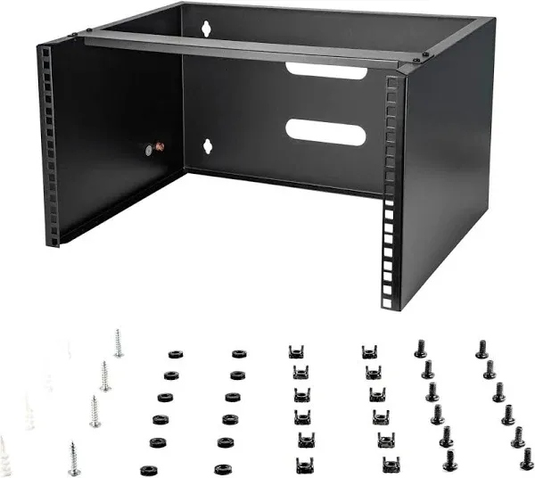 StarTech.com 6U Wall Mount Network Rack - 14 Inch Deep (Low Profile) - 19" Patch Panel Bracket for Shallow Server and IT Equipment, Network Switches - 44lbs/20kg Weight Capacity, Black (WALLMOUNT6)