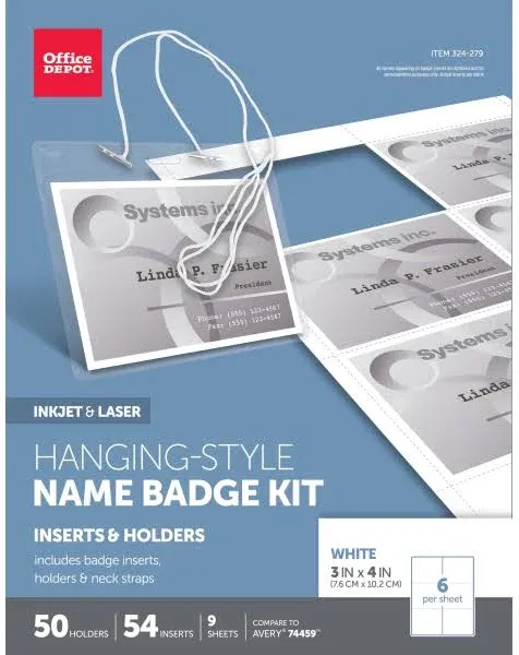 OFFICE MAX HANGING STYLE NAME BADGE KIT