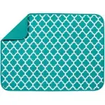 S&T XL Microfiber Dish Drying Mat, 18" x 24", Teal Trellis