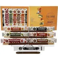 Fruity Incense Sticks Variety Pack - 120 Insence-Sticks (6 Incents x 20 Insense) - Coconut Orange Pineapple Mango Strawberry Apple - Natural Inscents-Sticks Non Toxic Inciensos + Stick Incense Holder