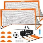 Kids Soccer Goals for Backyard Set of 2, 6X4ft Portable Pop Up Soccer Net Training Equipment w/Ball, Agility Ladder, Cones Practice Soccer Goal Nets Set Kids Youth Outdoor Indoor Play