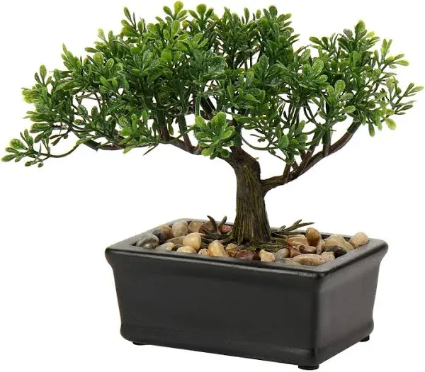 Briful Artificial Bonsai Tree Juniper Faux Plants Indoor Small Fake Plants Decor with Ceramic Pots for Home Table Office Desk Bathroom Shelf Bedroom Living