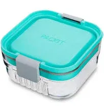 PackIt Mod Snack Food Storage Container, 2-3/4&#034;H x 5&#034;W x 5&#034;D, Clear/Mint