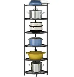 Kitchen Corner Shelf Rack, Multi-layer Pot Rack Storage Organizer Stainless Steel Shelves Shelf Holder (8 Tier)