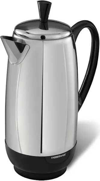 Farberware FCP412 12-Cup Percolator, Black/Silver