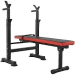 PayLessHere Adjustable Weight Bench with Barbell Rack,Bench Press Folding Multi-function Workout Bench with Dip Station & Curl Bar, Weight Liftin