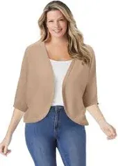 Woman Within Woman Plus Size Rib Trim Cardigan Shrug