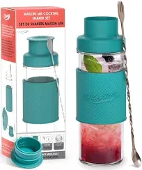 Masontops Cocktail Shaker Set – Glass Mason Jar Drink Shaker – 4 PC Set New 