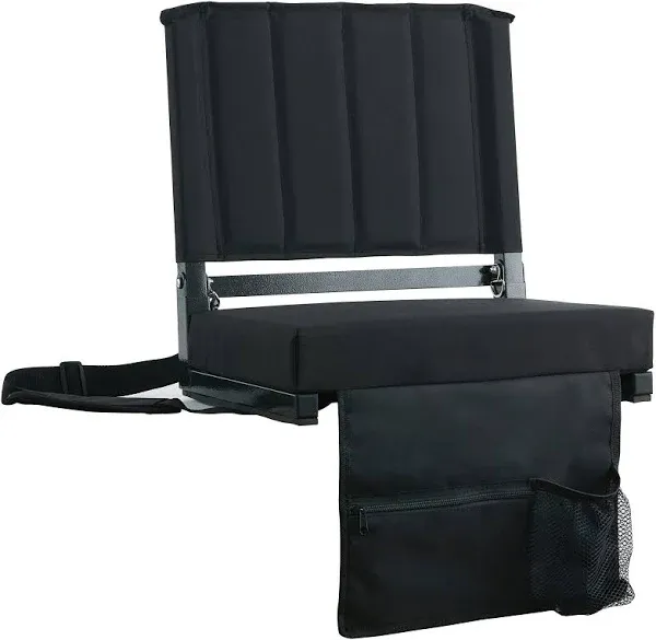 Sport Beats Stadium Seat for Bleachers with Back Support and Cushion Includes Shoulder Strap and Cup Holder, Blue