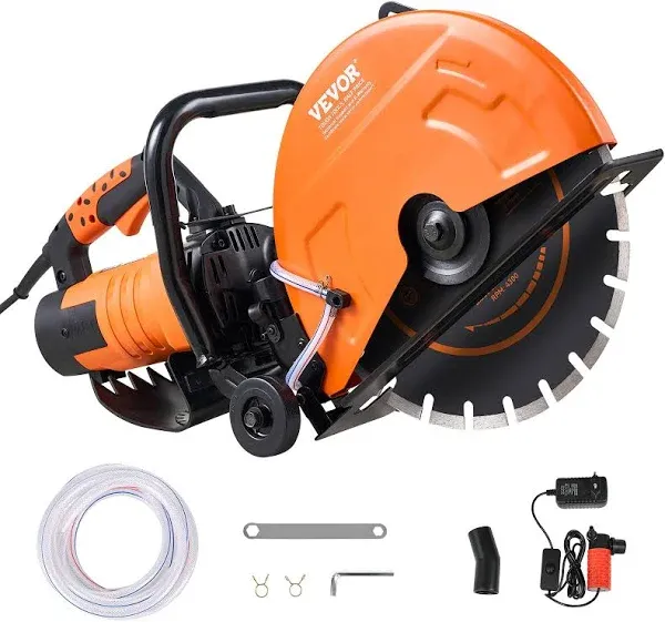 Bentism 14'' Electric Concrete Saw Wet/Dry 5 in Cutting Depth Saw Cutter with Water Pump and Blade, Masonry Saw for Granite, Brick, Porcelain,