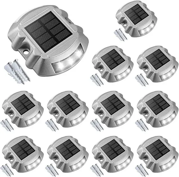 Solar Deck Lights Driveway Dock Lights, 12-Pack Led IP67 Waterproof Outdoor Warn