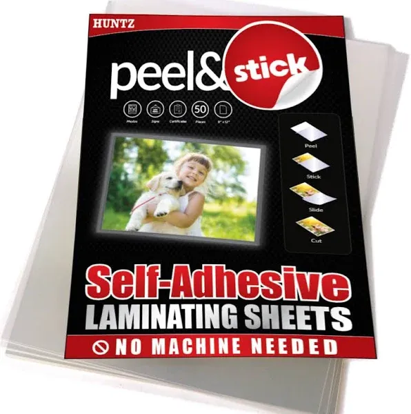 Pack of 24, Self-Adhesive Laminating Sheets, Clear Letter Size (9 X 12 Inches), 