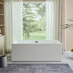 Vanity Art VA6813B-S-MB 59" x 29.5" Freestanding Acrylic Soaking Bathtub - White/Matte Black Trim