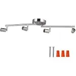 4-head LED Track Lighting Fixture, No Bulbs (GU10 Base, Satin Nickel)