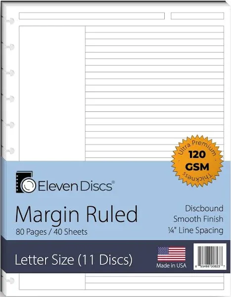 Eleven Discs Letter Size Margin Ruled Sheets