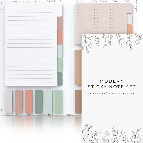 Aesthetic Pastel Sticky Notes Set of 528 with Tabs for Bible Study - Incl. Sturd