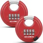 DELSWIN Outdoor Combination Padlock - 4 Digit Heavy Duty Disc Lock with Hardened Shackle,Combo Padlock for Gate,Storage Unit,Fence(25/64" Shackle,