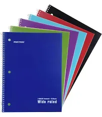 Mintra Office Spiral Notebooks - Poly Cover, Wide Ruled, 6 Pack For School, O...