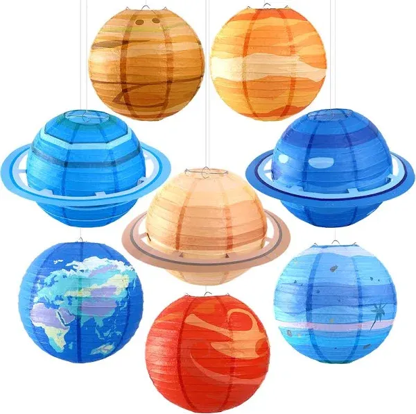 8 Pcs Planet Paper Lanterns