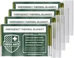 Swiss Safe Emergency Mylar Thermal Blankets 4-Pack + Bonus Signature Gold Foil