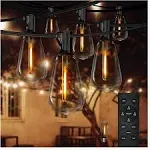 DAYBETTER ST38 Outdoor String Lights, 48ft Connectable Pitao Lights with 2700K Waterproof Bulbs, Dimmable Hanging Lights for Porch Yard Canopy, White