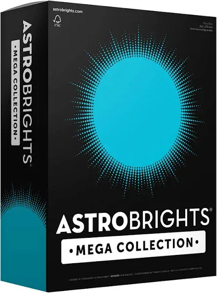 Astrobrights Mega Collection, Colored Paper, Ultra Blue, 625 Sheets, 24 lb/89 GSM, 8.5" x 11" - More Sheets! (91690)