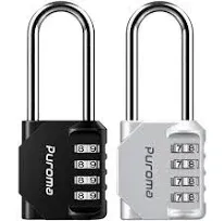 Puroma 2 Pack 2.6 Inch Long Shackle Combination Lock 4 Digit Outdoor Waterproof