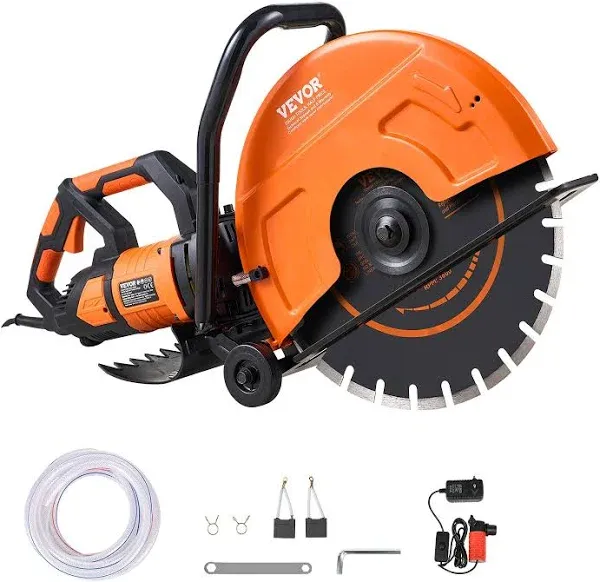 VEVOR Electric Concrete Saw, 16 in, 3200 W 15 A Motor Circular Saw Cutter with Max. 6 in Adjustable Cutting Depth, Wet Disk Saw Cutter Includes